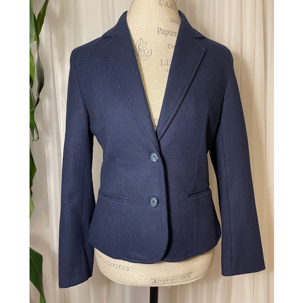 Vintage Allison Brooke Navy Wool Blend Blazer Fully Lined Size: 12 Large